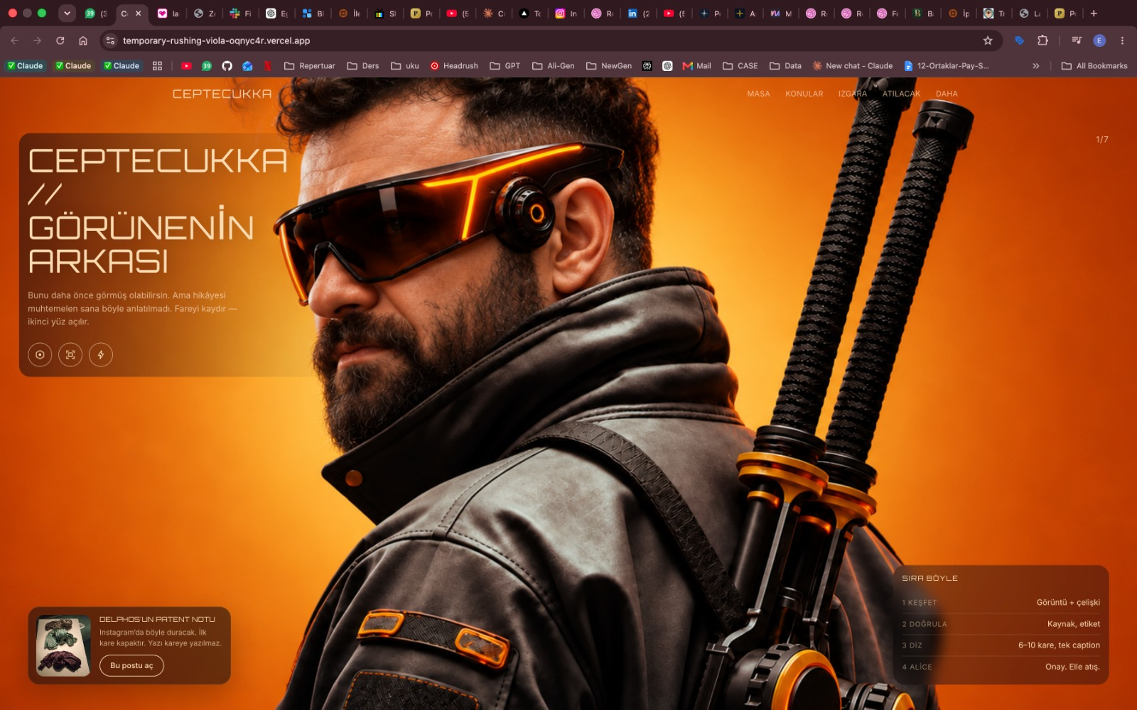 CepteCukka interface screenshot supplied by Ege, featuring Alicem's orange cinematic hero